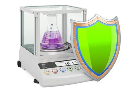Analytical Balance, Digital Lab Scale with shield, 3D rendering Stock Illustration