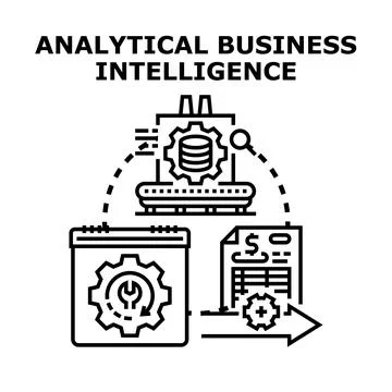 Analytical business intelligence concept developing data strategy Stock Illustration