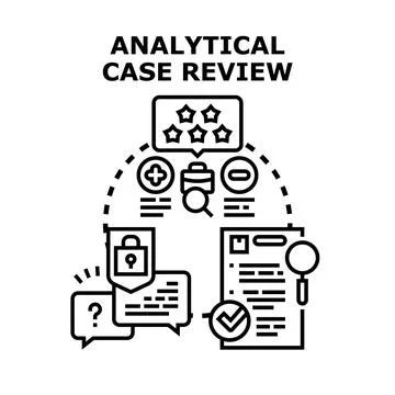 Analytical case review concept evaluating data and planning strategy Stock Illustration