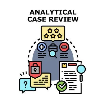 Analytical case review concept evaluating data and planning strategy 库存插图