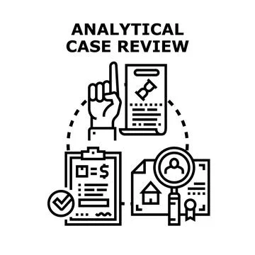 Analytical case review document investigation concept Stock Illustration