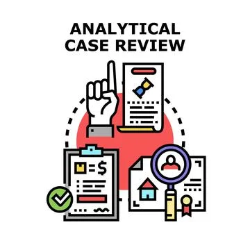 Analytical case review document investigation concept Stock Illustration