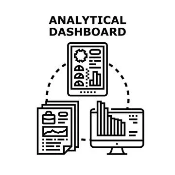 Analytical dashboard concept presenting business data analysis Stock Illustration