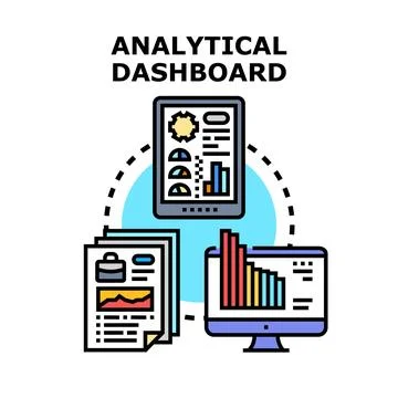 Analytical dashboard concept presenting business data analysis Stock Illustration