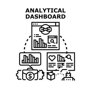 Analytical dashboard concept visualizing data processing and financial analys Stockillustratie