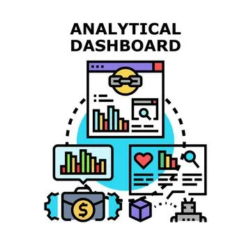 Analytical dashboard concept visualizing data processing and financial analys Stockillustratie