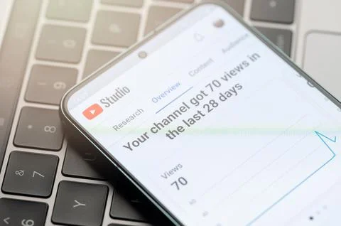 Analytical data in youtube studio Stock Photos