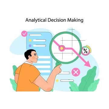 Analytical decision making concept. Flat vector illustration Stock Illustration