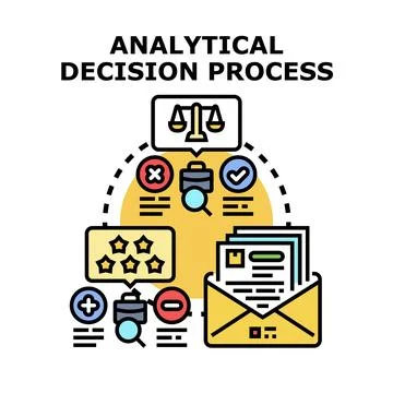 Analytical decision process evaluating information and making choice Stock Illustration