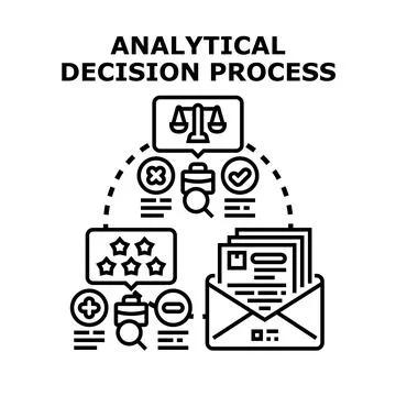 Analytical decision process evaluating information and making choice Stock Illustration