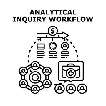 Analytical inquiry workflow for business data analysis Stock Illustration