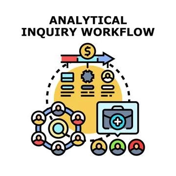 Analytical inquiry workflow for business data analysis Stock Illustration