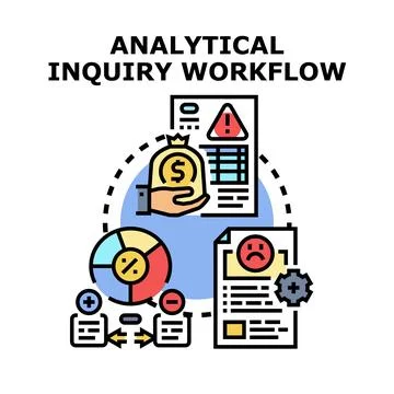 Analytical inquiry workflow providing data management process Stock Illustration