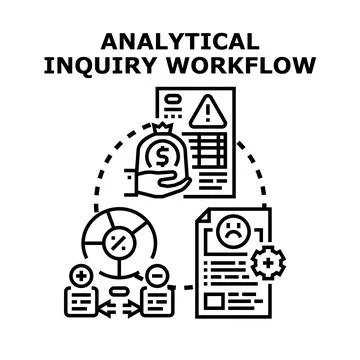 Analytical inquiry workflow providing data management process Stockillustratie