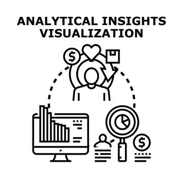 Analytical insights visualization process optimizing business strategies Stock Illustration