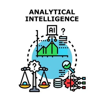 Analytical intelligence processing data for business insights Stock Illustration