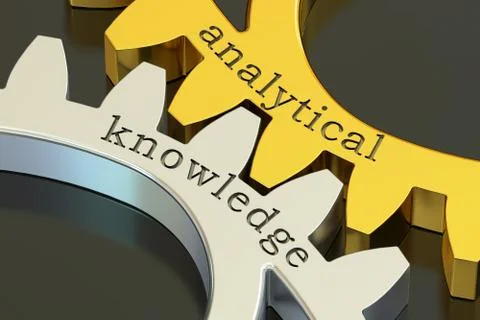 Analytical knowledge concept on the gearwheels, 3D rendering Stock Illustration
