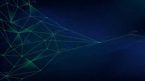 Analytical network, polygonal structure with lines mesh, futuristic technolog Stock Illustration