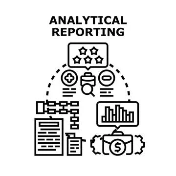 Analytical reporting process for business strategy evaluation Stock Illustration