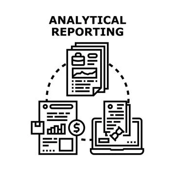 Analytical reporting process optimizing business data management Illustrazione stock
