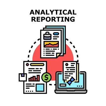 Analytical reporting process optimizing business data management Stock Illustration