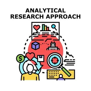 Analytical research approach exploring data and information strategy Stock Illustration