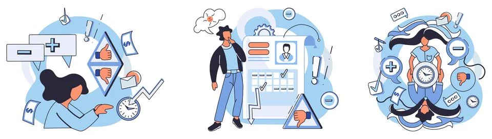 Analytical Thinking and Time Management Concepts with Office Tasks Illustra.. イラスト素材