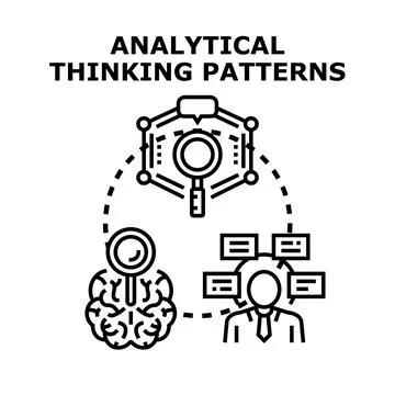 Analytical thinking patterns, problem solving, and research process Stock Illustration