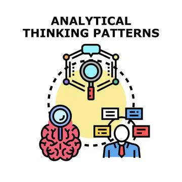 Analytical thinking patterns, problem solving, and research process Stock Illustration