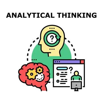 Analytical thinking process analyzing data and solutions Stockillustratie