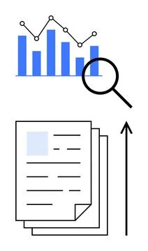 Analytical Tools for Data-Driven Success Featuring Graphs, Reports, and Mag.. Stock Illustration
