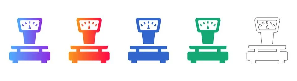 Analytical Weighing Scale Vector Icon Set Stock Illustration
