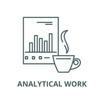 ANALYTICAL WORK vector line icon, outline concept, linear sign Illustrazione stock