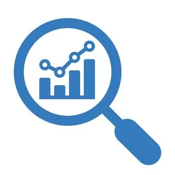 Analytics, analysis, statistics, searching blue icon Stock Illustration