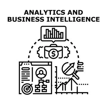 Analytics and business intelligence data processing concept Stockillustratie