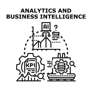 Analytics and business intelligence data processing concept 스톡 일러스트