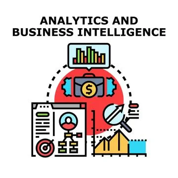 Analytics and business intelligence data processing concept Stock Illustration