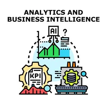 Analytics and business intelligence data processing concept イラスト素材