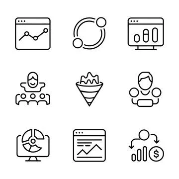 Analytics and Conversion Optimization Icons Stock Illustration