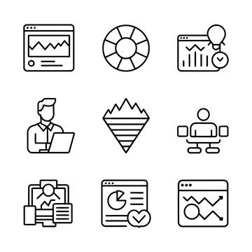Analytics and Conversion Optimization Icons Illustrazione stock