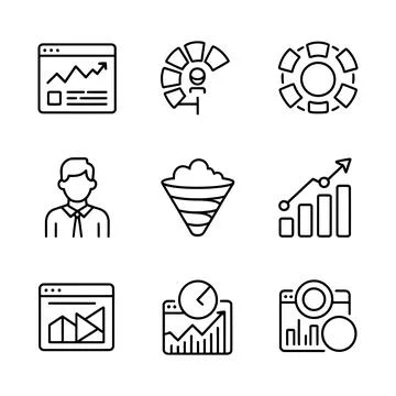 Analytics and Conversion Optimization Icons Stock Illustration
