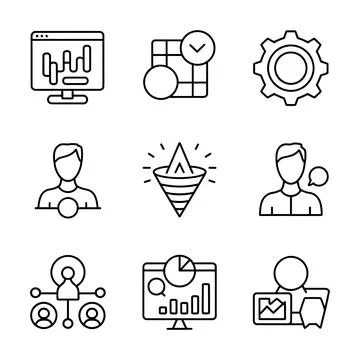 Analytics and Conversion Optimization Icons 스톡 일러스트