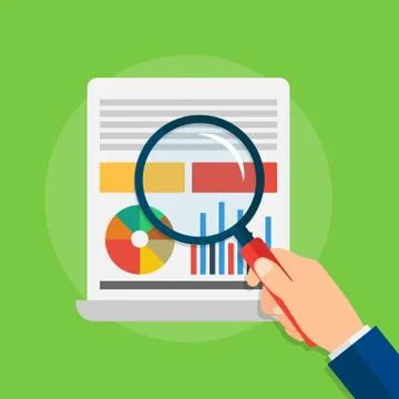 Analytics and data analysis with graphs and charts Stock Illustration