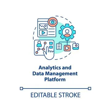 Analytics and data management platform concept icon Stock Illustration