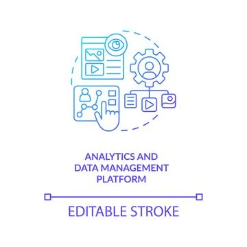 Analytics and data management platform blue gradient concept icon Stock Illustration