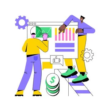 Analytics and data science abstract concept vector illustration. Illustrazione stock