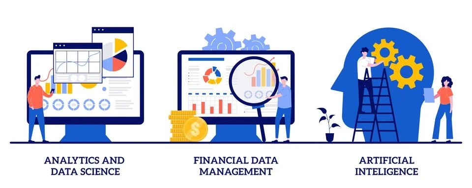 Analytics and data science, financial data management, artificial intellige.. Stock Illustration