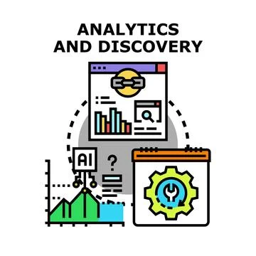 Analytics and discovery process with data science application Stock Illustration