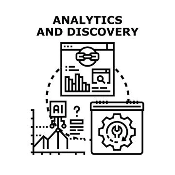 Analytics and discovery process with data science application Stock Illustration