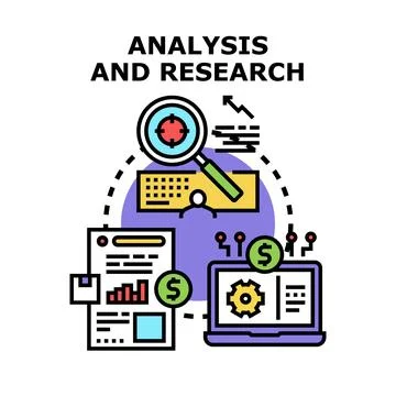 Analytics and research for business development and strategy Stockillustratie